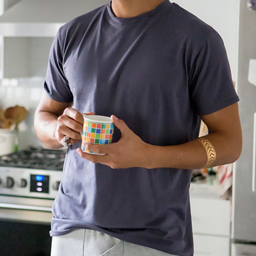 Mens Short Sleeve Crew Neck Tee Shirt / Grey